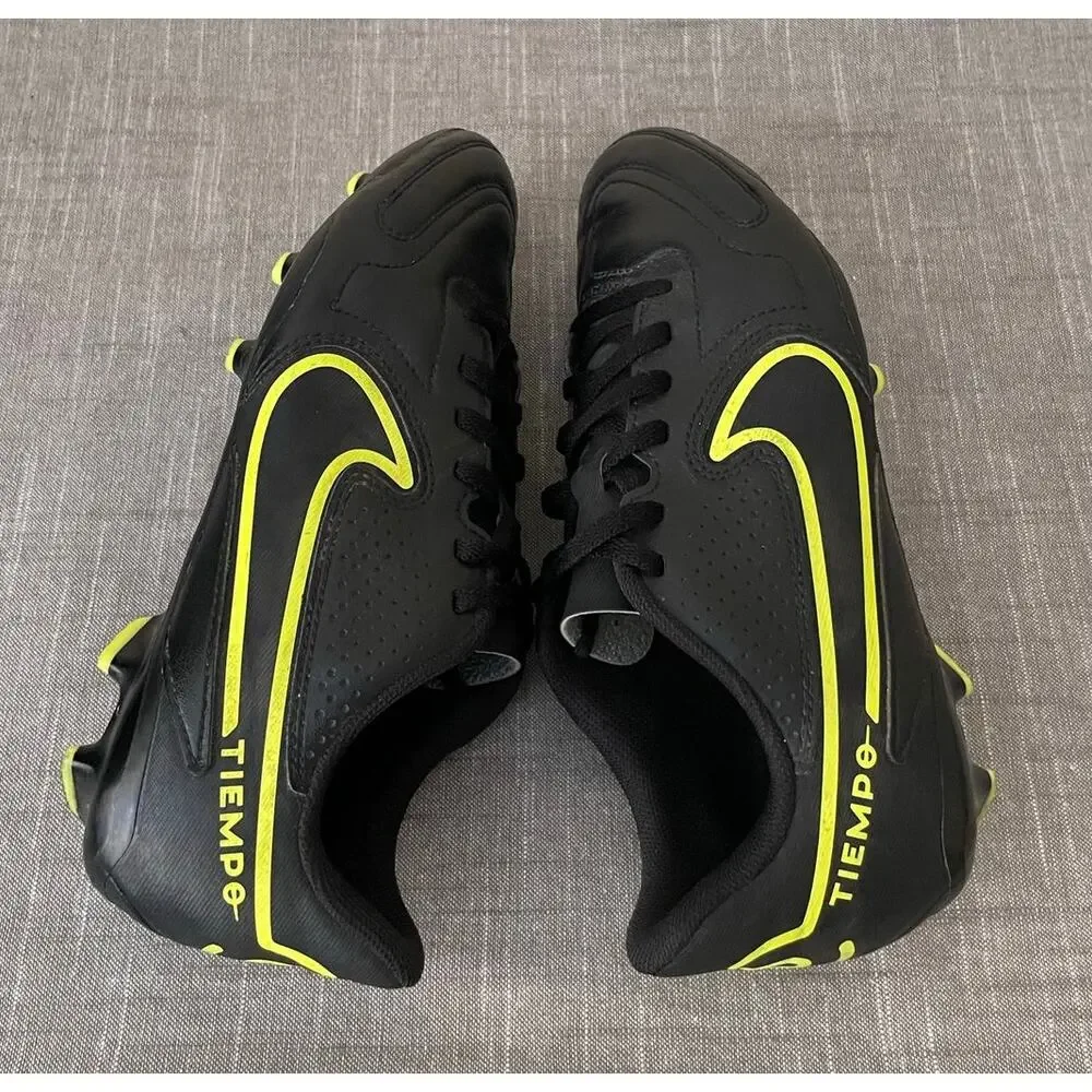 Nike Tiempo JR Legent 9 Youth Size 5 Black Yellow Neon Soccer Cleats
